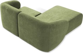 Zelená ženilková rohová pohovka (ľavý roh/s leňoškou) Lani – Makamii