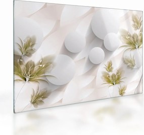 Sklenený obraz - 3D kruhy s kvetinami (70x50 cm)