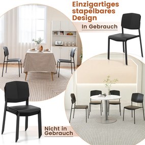 Jedálenská stolička Sada 4 stoličiek Kuchynské stoličky s operadlom Stohovateľné kuchynské stoličky farebné Barva: Čierna