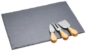 Sada nožov na syr a bridlicovej dosky Kitchen Craft, 35 x 25 cm
