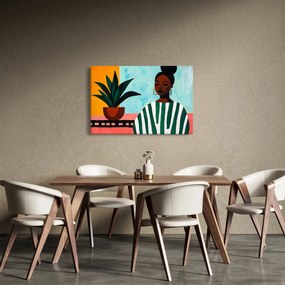 Obraz - Žena s kvetinou (90x60 cm)