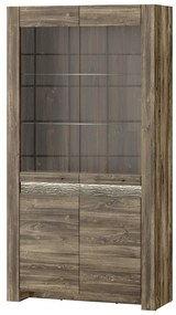 Vitrína Belveder 102 cm 12 s LED osvětlením dub Stirling