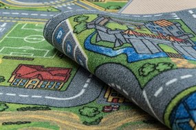 Detský koberec REBEL ROADS City life 97 Mesto, protišmykový - sivý
