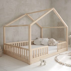 Priestranná domčeková posteľ Housebed Duo 140 x 200 – prírodná