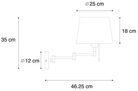 Nástenná lampa čierna s čiernym tienidlom a nastaviteľným ramenom - Ladas Deluxe