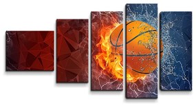 Sablio Obraz - 5-dílný Basketbalová lopta - 100x60 cm