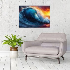 Sklenený obraz - Vlna v západu slnka (70x50 cm)