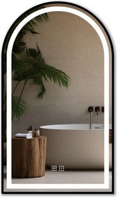 Tutumi Tutumi, LED zrkadlo 60x100cm s čiernym rámom, HOM-06504