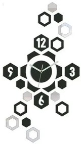 3D nalepovacie hodiny Hexagon wenge