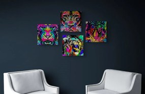 Set obrazov zvieratá v pop art štýle - 4x 60x60