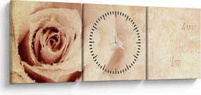 Obraz - Kvet ruže pre zaľúbených (s hodinami) (90x30 cm)