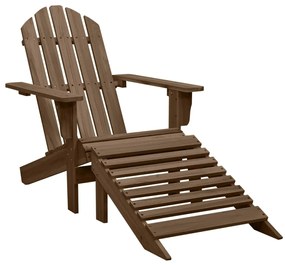 Záhradná stolička s taburetkou hnedá drevená