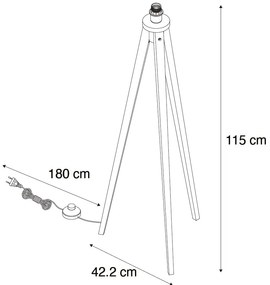 Rustikálna stojaca lampa trojnožka orechové drevo - Tripod Classic