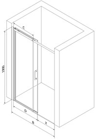 Mexen OMEGA posuvné sprchové dvere do otvoru 100 cm, 825-100-000-01-00