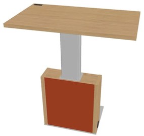 Výškovo nastaviteľný rokovací stôl Verno+ S 120 x 70 cm, dub svetlý / oranžová