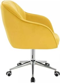 LuxuryForm DESIGN Stolička AVOLA VELUR na striebornej podstave s kolieskami - žltá