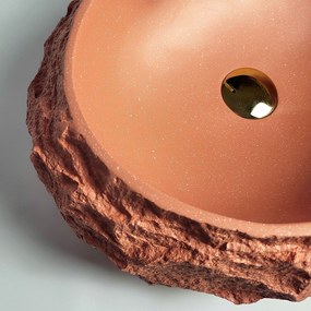 Umývadlo na dosku z kompozitného kameňa REA MIKA TERRACOTTA 50x38 cm, oranžová