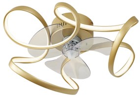 Stropný ventilátor mosadzný 55 cm vrátane LED stmievateľný s diaľkovým ovládaním - Mandy