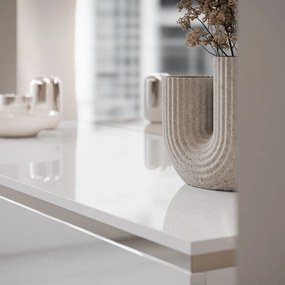 TOALETNÝ STOLÍK NESSIE BIELY ĽAVÝ + STRIEBORNÝ PODSTAVEC + ZRKADLO POLMESIAC