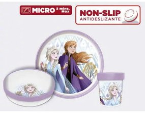 Súprava plastového riadu Ľadové kráľovstvo - Frozen s kelímkom a protišmykom - 3 diely