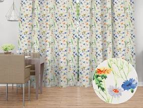 Biante Bavlnený záves Sandra SA-601 Margaréty a zvončeky na bielom 150x140 cm