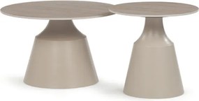 Set dvoch konferenčných stolíkov béžový travertín CT-F4152 TRV (2 ks)