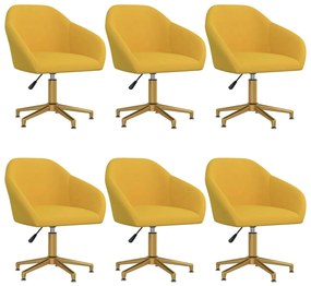 Otočné jedálenské stoličky 6 ks žlté zamatové 3089723