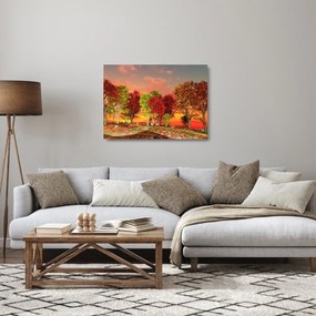 Sklenený obraz - Farebné stromy (70x50 cm)