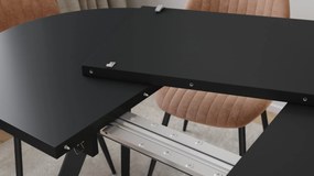 Mazzoni ALMO Čierny mat / čierne nohy - OVÁLNY ROZKLADACÍ STÔL 140-240 cm PRE 10-12 OSÔB