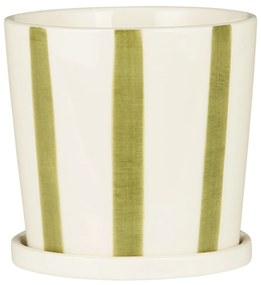 Ib Laursen Keramický obal na kvety Palermo Green Stripes Ø 11 cm