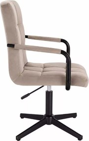 LuxuryForm DESIGN Otočná stolička VERONA BLACK VELUR na čiernom kríži - latte