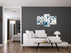 Obraz - Kolibríky s kvetmi (90x60 cm)