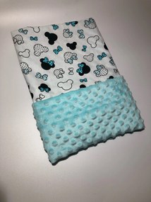 Deka Biela Mickey Mouse tyrkys/minky modrá 100x75 cm