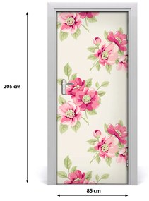 Samolepiace fototapety na dvere ružové kvety 85x205 cm