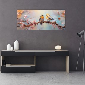 Obraz - Zamilovaní vtáčiky (120x50 cm)