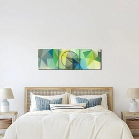 Obraz geometrické abstrakcie (s hodinami) (90x30 cm)