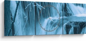 Obraz - ľadové vodopády (s hodinami) (90x30 cm)