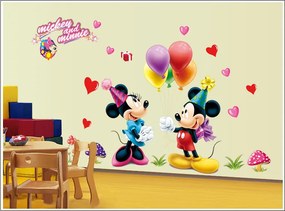 Veselá Stena Samolepka Mickey Mouse a Minnie Veľkosť: 75 x 120 cm