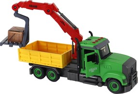 LEAN Toys Vozidlo s výklopnou korbou a žeriavom na skrutkovanie a odskrutkovanie – DIY