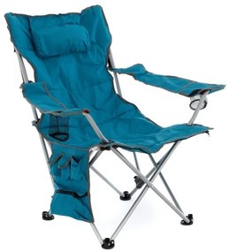 Divero 76013 Kempingová stolička s odnímateľnou podnožkou, modrá
