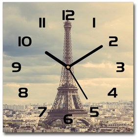 Sklenené hodiny štvorec Eiffelova veža Paríž pl_zsk_30x30_c-f_67211214