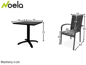 Noela Balkónový set Ristorante + 2x ratanová stolička Paris PREMIUM