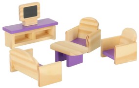 KIK Nábytok do domčeka pre bábiky drevený fialový