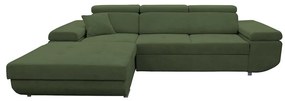 Rozkladacia rohová sedacia súprava s úložným priestorom v tvare L CASTELO ľavá zelená