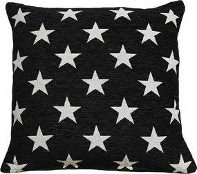 Vankúšová obliečka Stars – čierna 45 × 45 cm