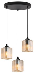 Závesné svietidlo Riffle Square, 3x medové sklenené tienidlo, b, o