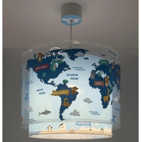 Dalber 40672 - Detský luster WORLD 1xE27/15W/230V modrá