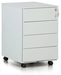 Kovový mobilný kontajner METAL, 4 zásuvky, sivý