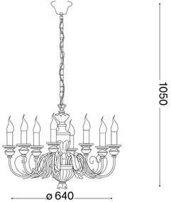 Ideal Lux - Luster na reťazi FIRENZE 8xE14/40W/230V pr. 64 cm biela/zlatá