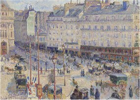 Sklenený obraz - Camille Pissarro, The Place du Havre, reprodukcia (70x50 cm)